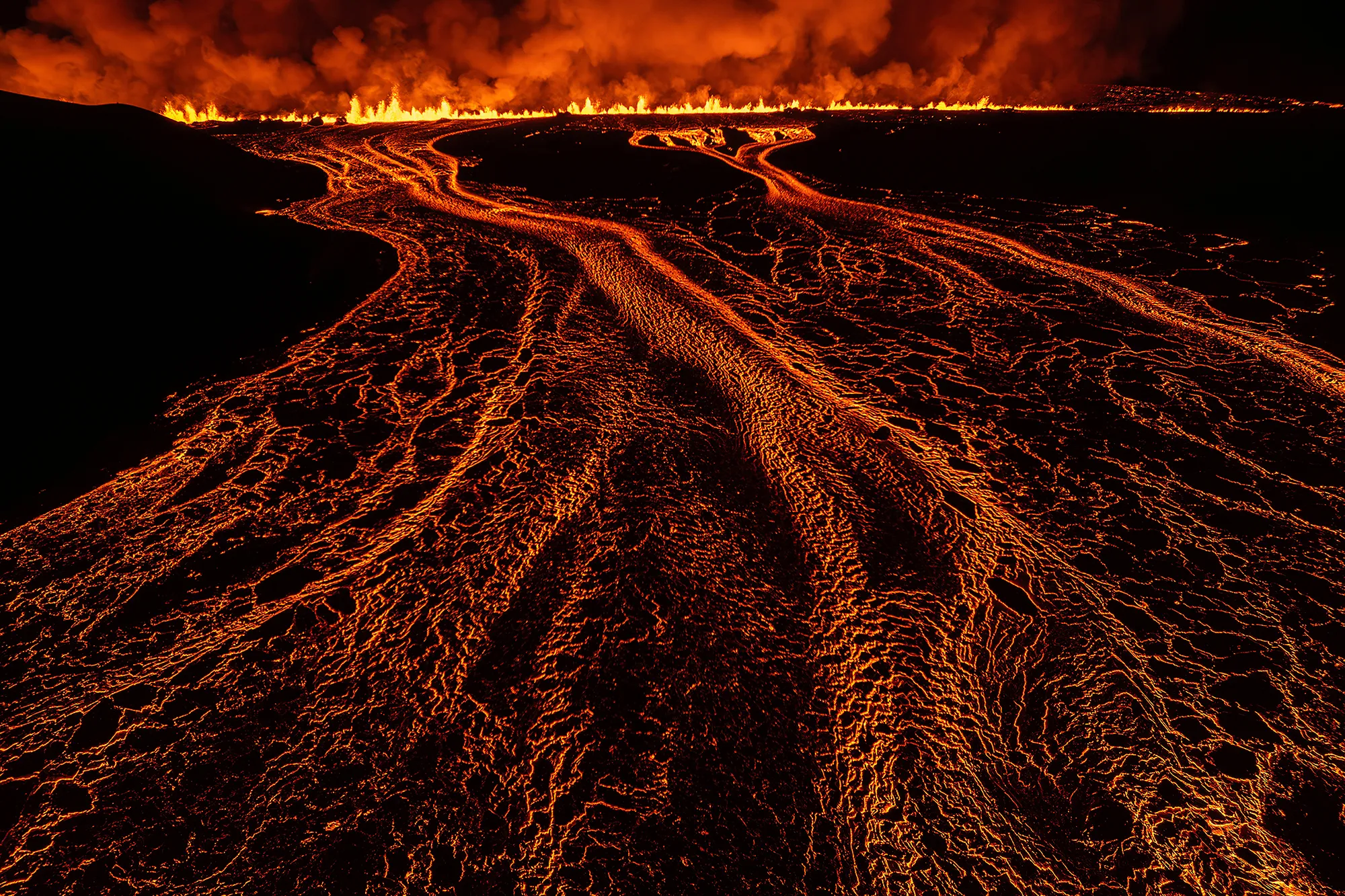 Flowing lava